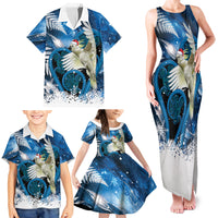 Sulphur-crested Cockatoo New Zealand Christmas In July Family Matching Tank Maxi Dress and Hawaiian Shirt NZ Aroha Koru Fern Marble Vibes