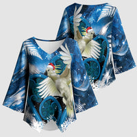 Sulphur-crested Cockatoo New Zealand Christmas In July Kimono Sleeve Blouse NZ Aroha Koru Fern Marble Vibes