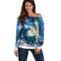 Sulphur-crested Cockatoo New Zealand Christmas In July Off Shoulder Sweater NZ Aroha Koru Fern Marble Vibes