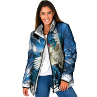 Sulphur-crested Cockatoo New Zealand Christmas In July Padded Jacket NZ Aroha Koru Fern Marble Vibes