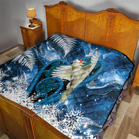 Sulphur-crested Cockatoo New Zealand Christmas In July Quilt NZ Aroha Koru Fern Marble Vibes