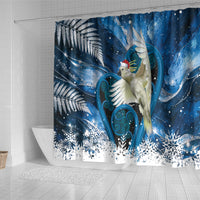 Sulphur-crested Cockatoo New Zealand Christmas In July Shower Curtain NZ Aroha Koru Fern Marble Vibes