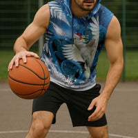Sulphur-crested Cockatoo New Zealand Christmas In July Sleeveless Hoodie NZ Aroha Koru Fern Marble Vibes