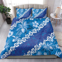 Vintage Blue Polynesia Bedding Set Plumeria With Hibiscus Tropical Vibes LT14 - Polynesian Pride