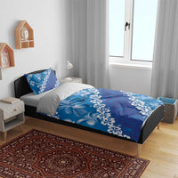 Vintage Blue Polynesia Bedding Set Plumeria With Hibiscus Tropical Vibes LT14 - Polynesian Pride