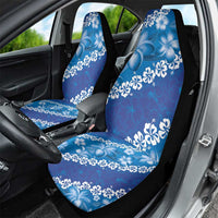 Vintage Blue Polynesia Car Seat Cover Plumeria With Hibiscus Tropical Vibes LT14 - Polynesian Pride