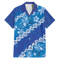 Vintage Blue Polynesia Family Matching Mermaid Dress and Hawaiian Shirt Plumeria With Hibiscus Tropical Vibes