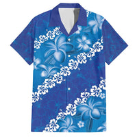 Vintage Blue Polynesia Hawaiian Shirt Plumeria With Hibiscus Tropical Vibes