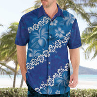 Vintage Blue Polynesia Hawaiian Shirt Plumeria With Hibiscus Tropical Vibes