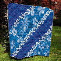 Vintage Blue Polynesia Quilt Plumeria With Hibiscus Tropical Vibes LT14 - Polynesian Pride