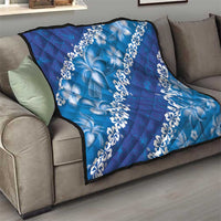 Vintage Blue Polynesia Quilt Plumeria With Hibiscus Tropical Vibes LT14 - Polynesian Pride