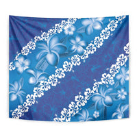 Vintage Blue Polynesia Tapestry Plumeria With Hibiscus Tropical Vibes LT14 - Polynesian Pride