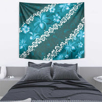 Vintage Dark Cyan Polynesia Tapestry Plumeria With Hibiscus Tropical Vibes LT14 - Polynesian Pride