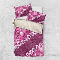 Vintage Pink Polynesia Bedding Set Plumeria With Hibiscus Tropical Vibes LT14 US Twin 172cm x 218cm Pink - Polynesian Pride
