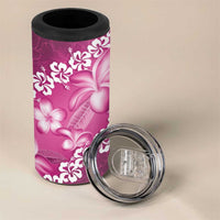 Vintage Pink Polynesia 4 in 1 Can Cooler Tumbler Plumeria With Hibiscus Tropical Vibes