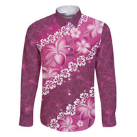 Vintage Pink Polynesia Family Matching Short Sleeve Bodycon Dress and Hawaiian Shirt Plumeria With Hibiscus Tropical Vibes