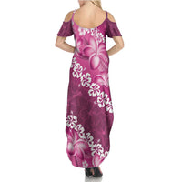 Vintage Pink Polynesia Summer Maxi Dress Plumeria With Hibiscus Tropical Vibes
