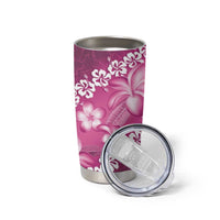 Vintage Pink Polynesia Tumbler Cup Plumeria With Hibiscus Tropical Vibes