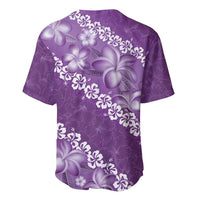 Vintage Purple Polynesia Baseball Jersey Plumeria With Hibiscus Tropical Vibes LT14 - Polynesian Pride