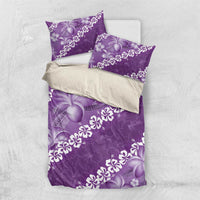 Vintage Purple Polynesia Bedding Set Plumeria With Hibiscus Tropical Vibes LT14 US Twin 172cm x 218cm Purple - Polynesian Pride