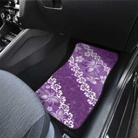 Vintage Purple Polynesia Car Mats Plumeria With Hibiscus Tropical Vibes