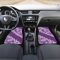 Vintage Purple Polynesia Car Mats Plumeria With Hibiscus Tropical Vibes