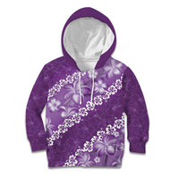 Vintage Purple Polynesia Kid Hoodie Plumeria With Hibiscus Tropical Vibes LT14 Hoodie Purple - Polynesian Pride