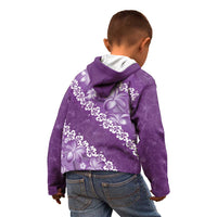 Vintage Purple Polynesia Kid Hoodie Plumeria With Hibiscus Tropical Vibes LT14 - Polynesian Pride
