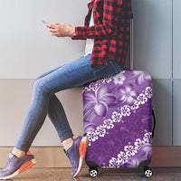 Vintage Purple Polynesia Luggage Cover Plumeria With Hibiscus Tropical Vibes LT14 - Polynesian Pride