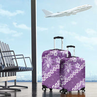 Vintage Purple Polynesia Luggage Cover Plumeria With Hibiscus Tropical Vibes LT14 - Polynesian Pride