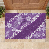 Vintage Purple Polynesia Rubber Doormat Plumeria With Hibiscus Tropical Vibes LT14 Purple - Polynesian Pride