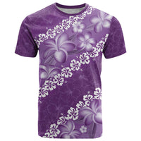 Vintage Purple Polynesia T Shirt Plumeria With Hibiscus Tropical Vibes LT14 Purple - Polynesian Pride