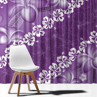 Vintage Purple Polynesia Window Curtain Plumeria With Hibiscus Tropical Vibes