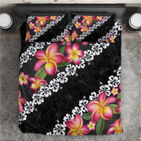 Black Polynesia Bedding Set Plumeria With Hibiscus Pattern Tropical Vibes LT14 Black - Polynesian Pride