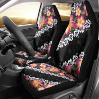 Black Polynesia Car Seat Cover Plumeria With Hibiscus Pattern Tropical Vibes LT14 - Polynesian Pride