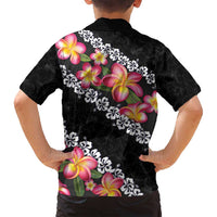 Black Polynesia Family Matching Long Sleeve Bodycon Dress and Hawaiian Shirt Plumeria With Hibiscus Pattern Tropical Vibes LT14 - Polynesian Pride