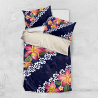 Blue Polynesia Bedding Set Plumeria With Hibiscus Pattern Tropical Vibes LT14 US Twin 172cm x 218cm Blue - Polynesian Pride