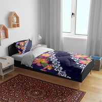 Blue Polynesia Bedding Set Plumeria With Hibiscus Pattern Tropical Vibes LT14 - Polynesian Pride