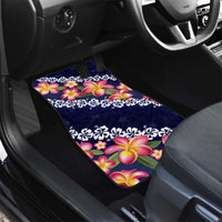 Blue Polynesia Car Mats Plumeria With Hibiscus Pattern Tropical Vibes