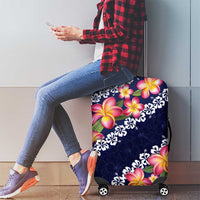 Blue Polynesia Luggage Cover Plumeria With Hibiscus Pattern Tropical Vibes LT14 - Polynesian Pride