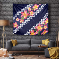 Blue Polynesia Tapestry Plumeria With Hibiscus Pattern Tropical Vibes LT14 - Polynesian Pride