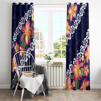Blue Polynesia Window Curtain Plumeria With Hibiscus Pattern Tropical Vibes