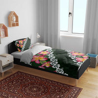 Green Polynesia Bedding Set Plumeria With Hibiscus Pattern Tropical Vibes LT14 - Polynesian Pride