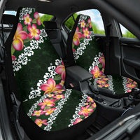Green Polynesia Car Seat Cover Plumeria With Hibiscus Pattern Tropical Vibes LT14 One Size Green - Polynesian Pride