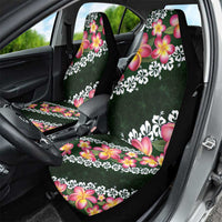 Green Polynesia Car Seat Cover Plumeria With Hibiscus Pattern Tropical Vibes LT14 - Polynesian Pride