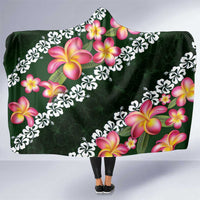 Green Polynesia Hooded Blanket Plumeria With Hibiscus Pattern Tropical Vibes LT14 One Size Green - Polynesian Pride