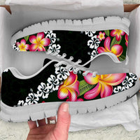 Green Polynesia Sneakers Plumeria With Hibiscus Pattern Tropical Vibes