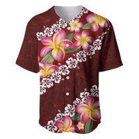 Oxblood Polynesia Baseball Jersey Plumeria With Hibiscus Pattern Tropical Vibes LT14 Oxblood - Polynesian Pride