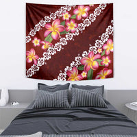 Oxblood Polynesia Tapestry Plumeria With Hibiscus Pattern Tropical Vibes LT14 - Polynesian Pride