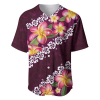 Pink Polynesia Baseball Jersey Plumeria With Hibiscus Pattern Tropical Vibes LT14 Pink - Polynesian Pride